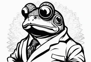 Toad in lab coat pointing at space smirk tattoo idea