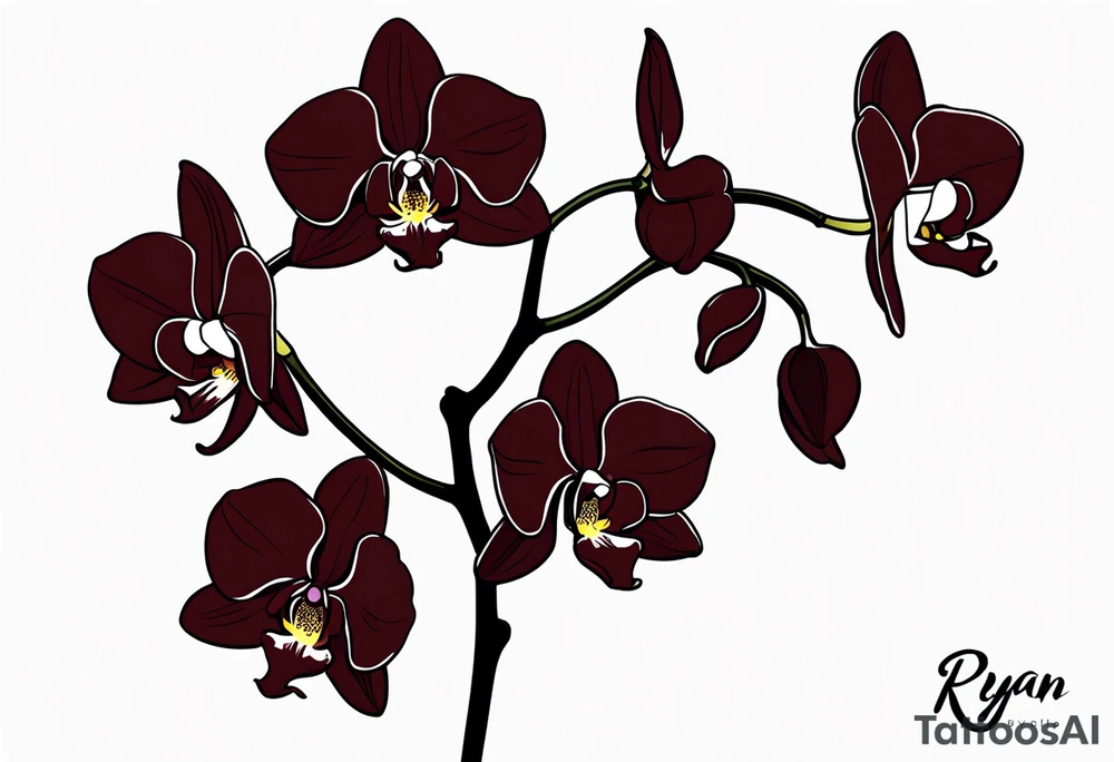 Dark maroon orchid long stem that spells out ryan tattoo idea