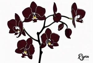 Dark maroon orchid long stem that spells out ryan tattoo idea