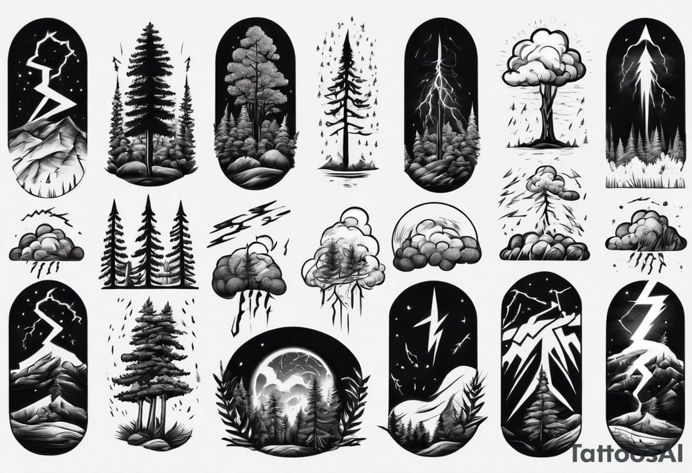 lightning storm over forest tattoo idea
