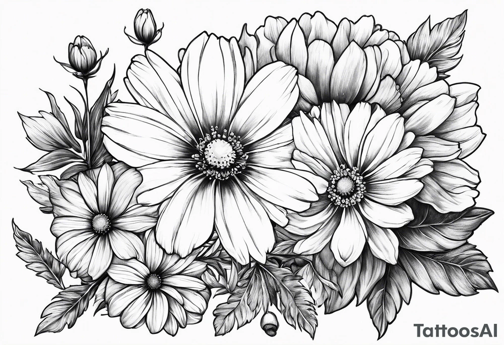 cosmos flowers tattoo idea