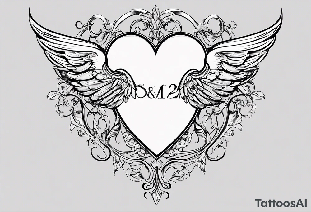 An interupted thin single line for the under arm, with symbols in the best fitting order for (1) the number 22, (2) a heart in forms of initials M and S, (3) angel wings and (4) the + symbol. All in the right order and proportion. tattoo idea