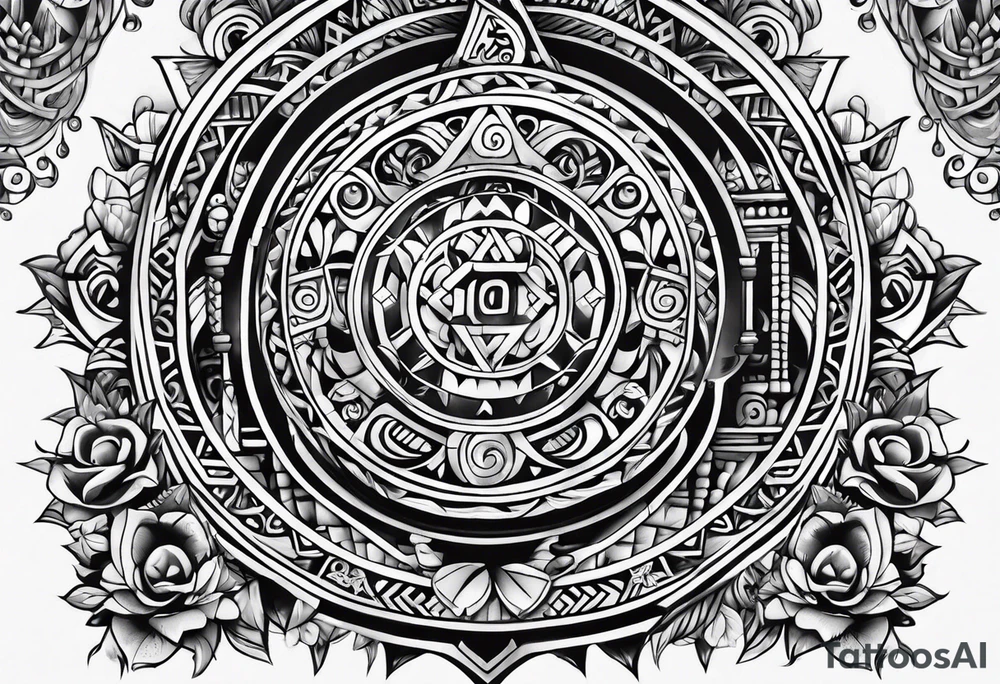 mayan rune sleeve tattoo idea