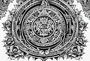mayan rune sleeve tattoo idea