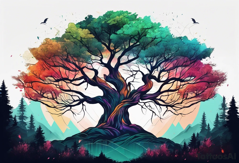 tree in forest tattoo idea