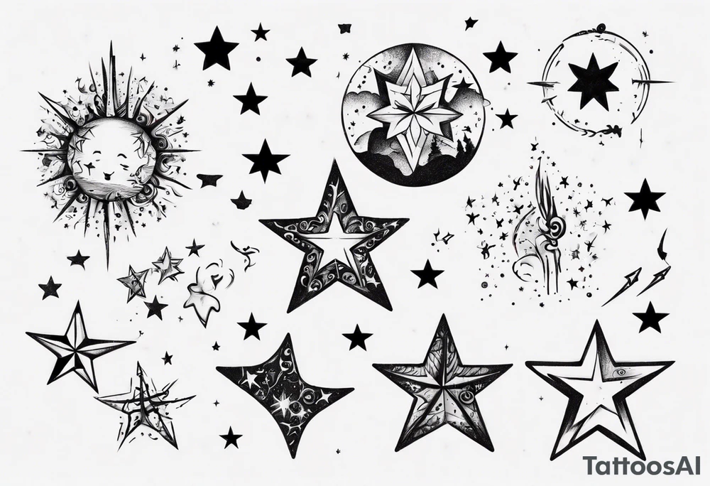 Tattoo about wishing and wishes coming true and stars and dreaming tattoo idea