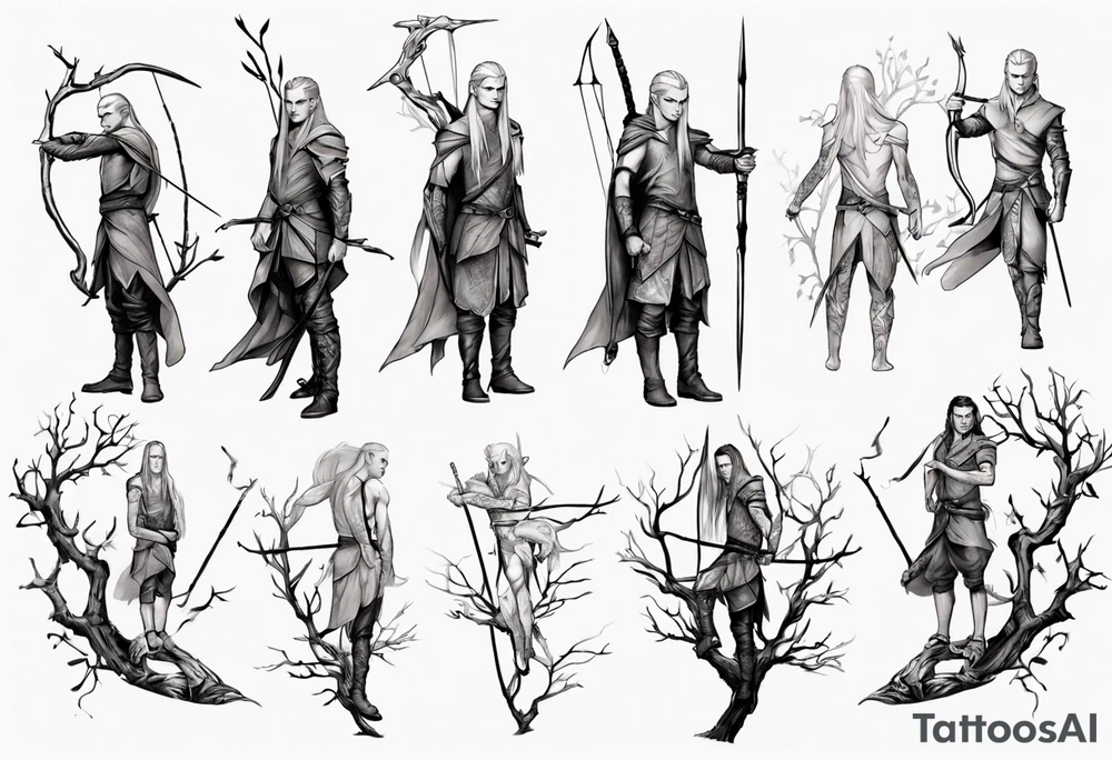 Legolas standing on a branch tattoo idea