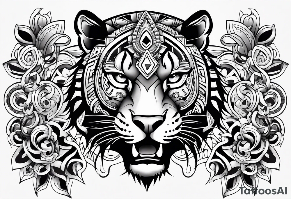 aztec jaguar sleeve tattoo idea
