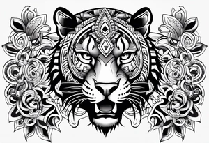 aztec jaguar sleeve tattoo idea
