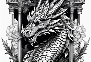 Small dragon on column tattoo idea