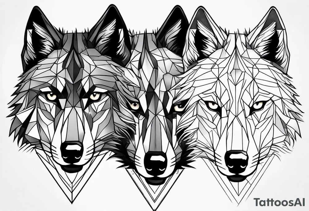 Male young Wolf face look realistic tattoo idea
