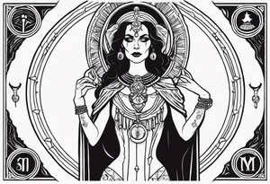 High priestess as a skeleton tarot card tattoo idea