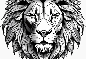 Lion face on thigh w medala tattoo idea