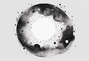 simple galaxy in a circle, white background tattoo idea