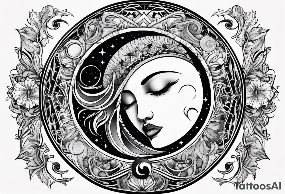 Cancer zodiac moon tattoo idea