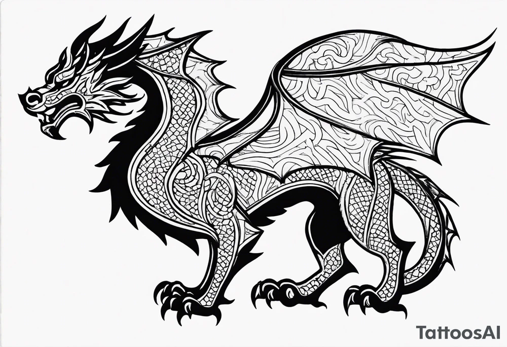 Standing Welsh dragon tattoo idea