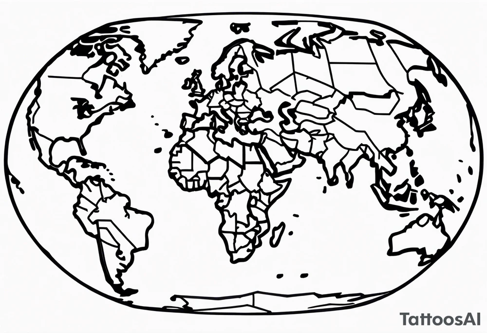 spherical globe simple map breaking glass tattoo idea