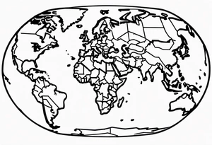 spherical globe simple map breaking glass tattoo idea
