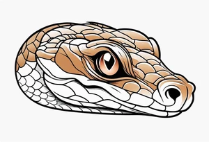 Copperhead with just the head turned up and mouth open and copper colored eyes tattoo idea
