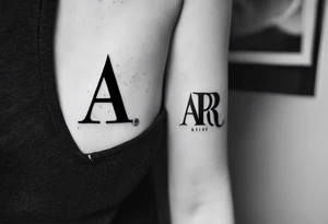 The letters AR together with the words always ready going down the side of the letters tattoo idea