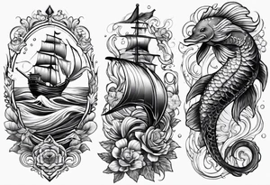 matching 2 separate tattoos . Water related. Marine life tattoo idea