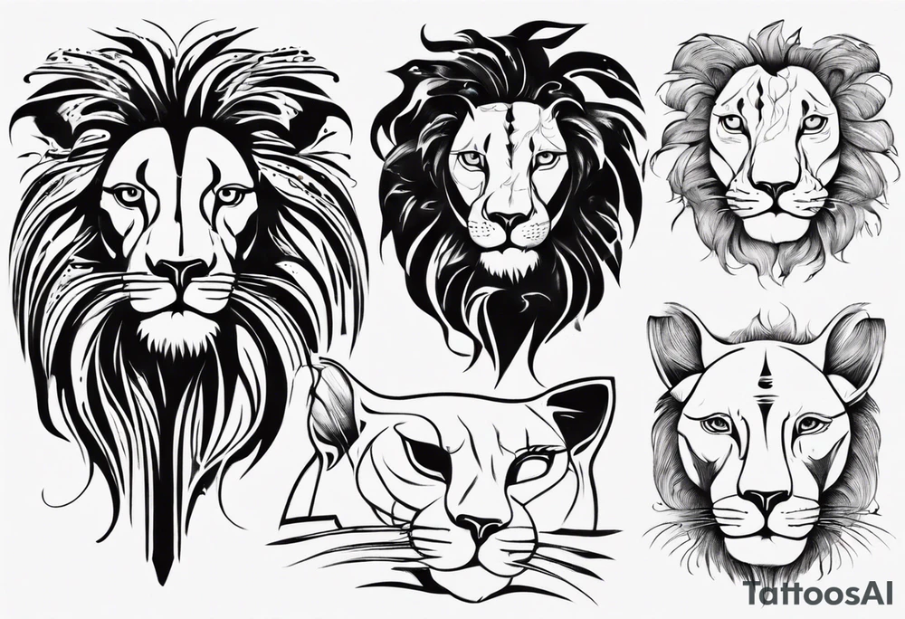 Lion with cat tattoo idea