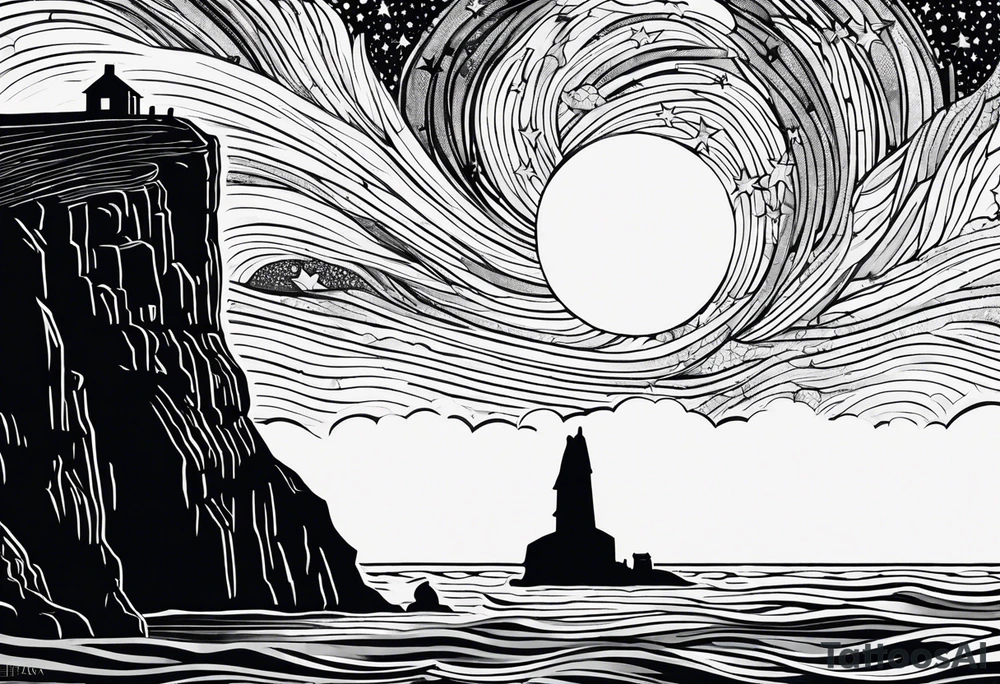Starry night Cliffs of Moher tattoo idea