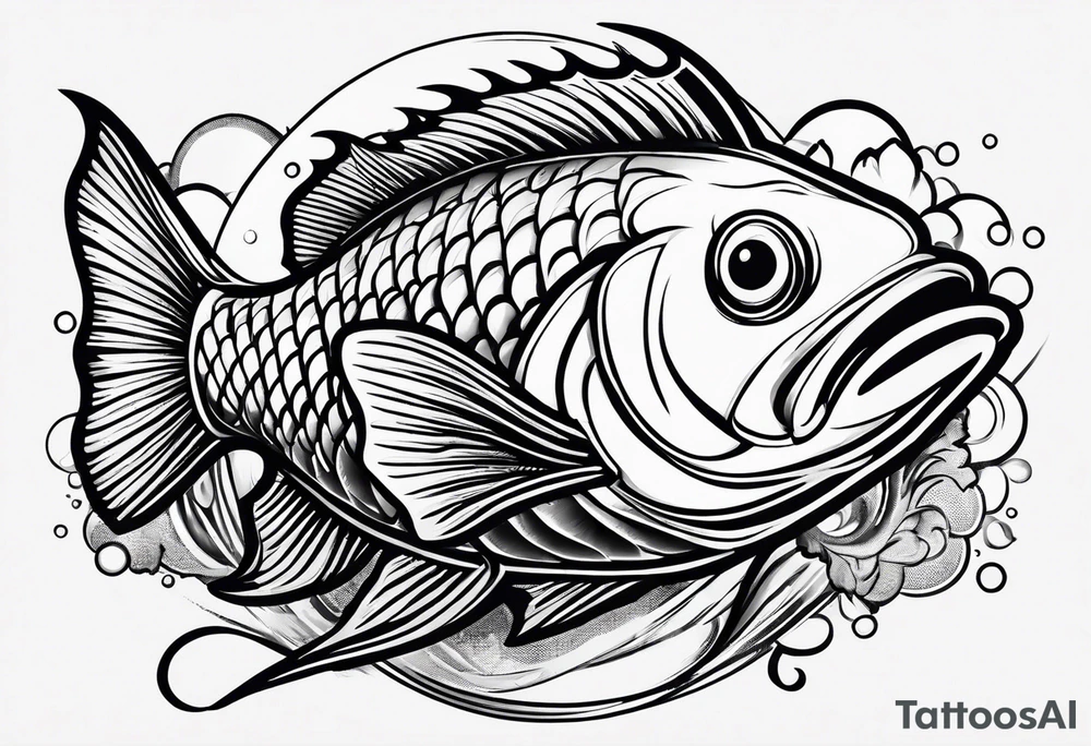 Fish with a race helmet tattoo idea
