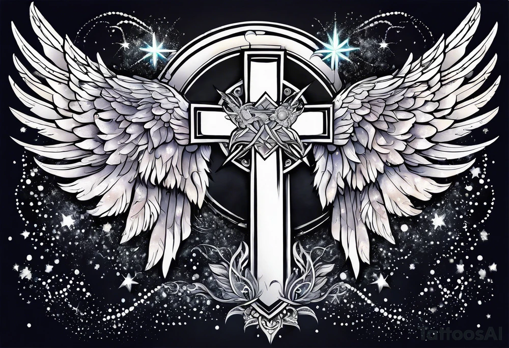 Constellation, Angel wing , animal  snow , cross tattoo idea