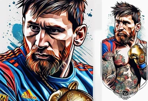messi boxing against monkey tattoo idea