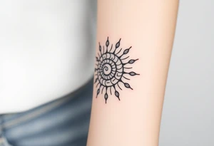 Fibonacci spiral shell sun tattoo idea