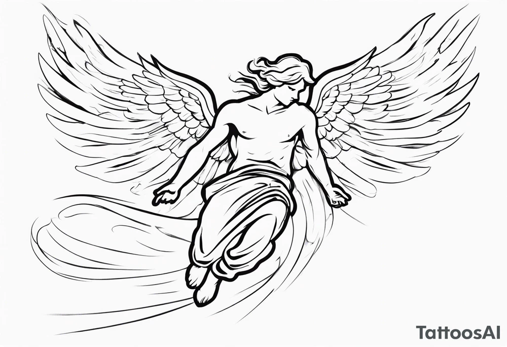 Male Angel falling out the sky tattoo idea