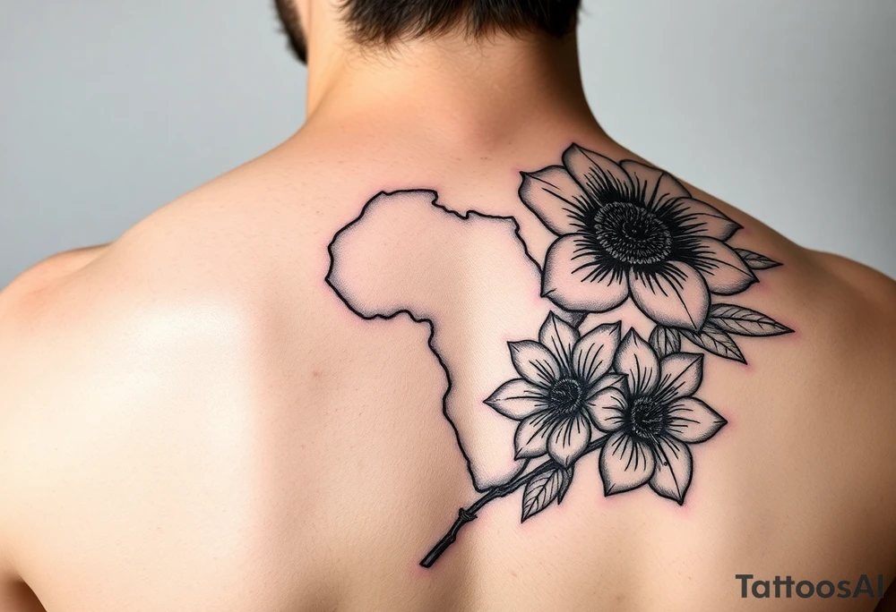 Africa and flower tattoo idea