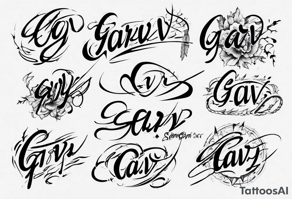 The word GARV as a handwritten signature tattoo idea