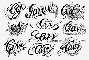 The word GARV as a handwritten signature tattoo idea