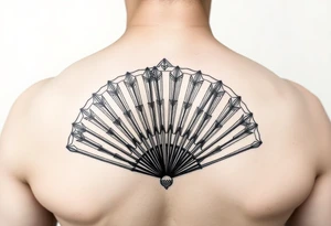 Fine line fan tattoo idea