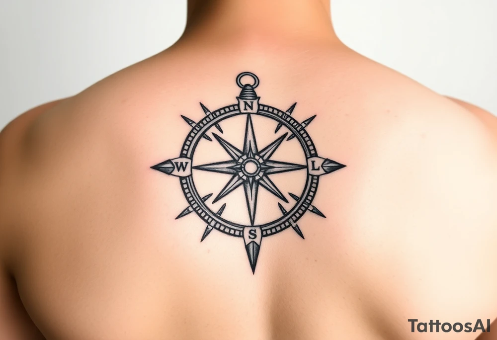 detailed compass including directions tattoo idea