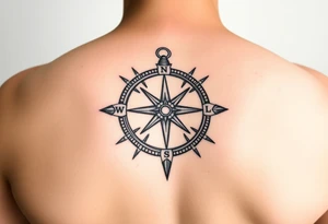 detailed compass including directions tattoo idea
