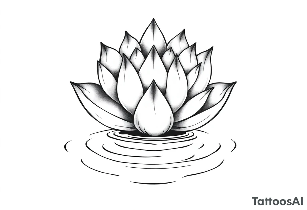 serene lotus flower emerging from sacred waters with ripples tattoo idea