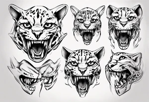 cybernetic ocelot teeth showing tattoo idea