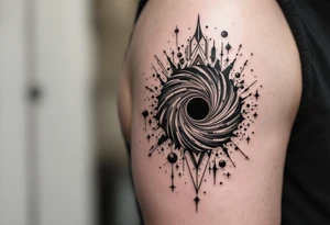 2 opposite worlds on different sides of a black hole. tattoo idea