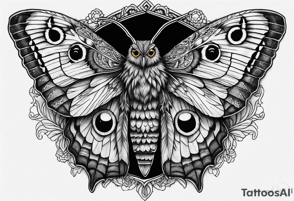 Dead head moth with owl eyes tattoo idea