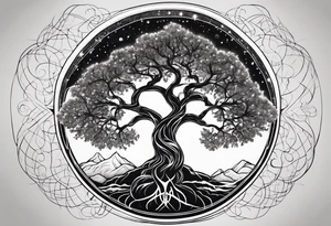 cosmic yggdrasil constellation tattoo idea