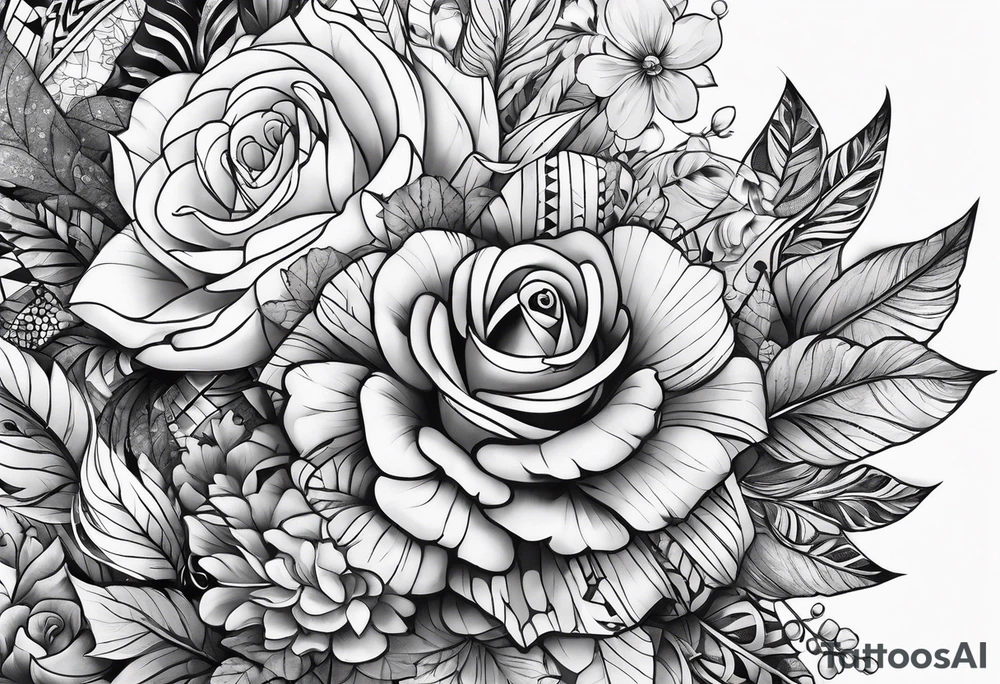 Patchwork sleeve tattoo idea