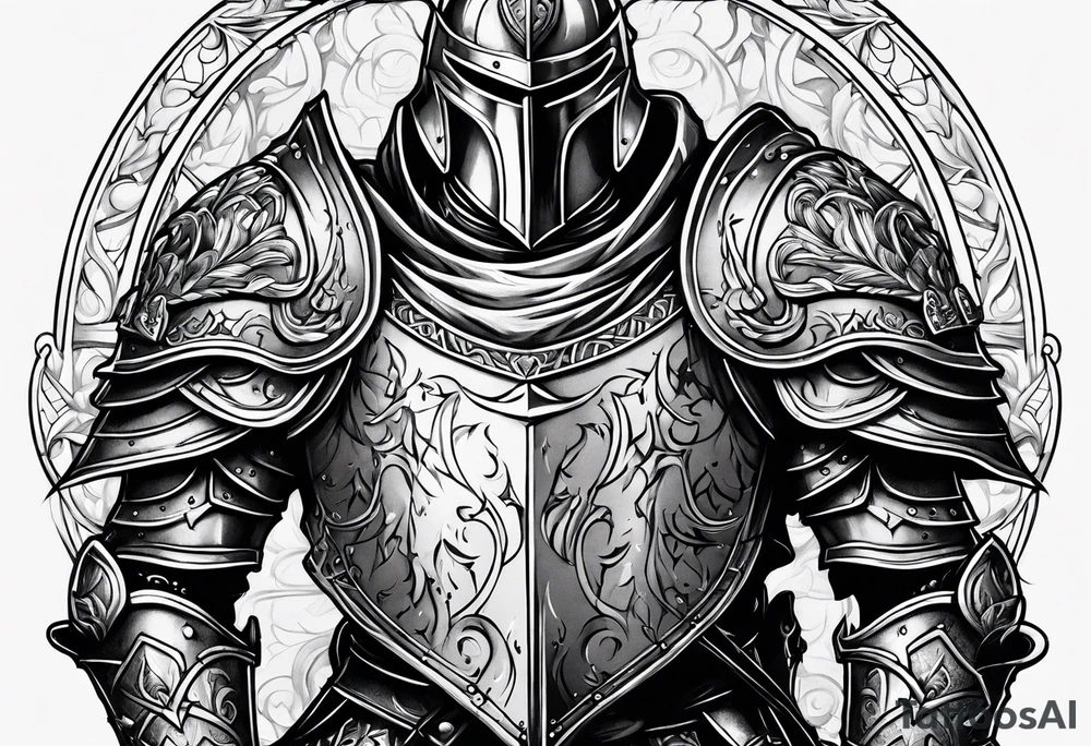 knight heavy armor surrounded tattoo idea