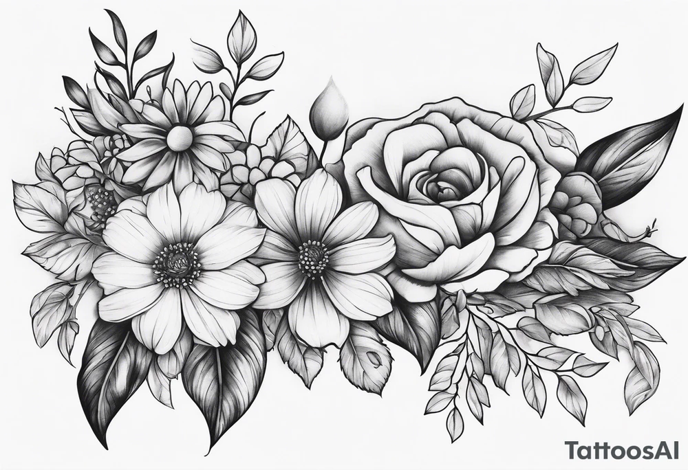 Floral with flowers arm sleeve tattoo idea