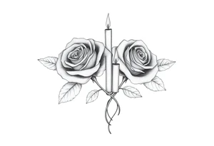 blue, Passed baby, two roses, two candles, hearts tattoo idea