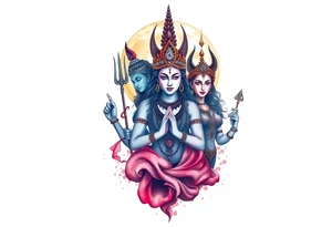Lord Shiva, Godess Kali, Godess Lilith Together with the moon in the background tattoo idea