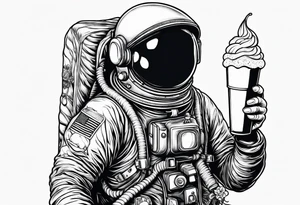 An astronaut eating an ice cream cone tattoo idea