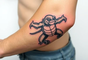 Flying ninja monkey turtle with color tattoo idea